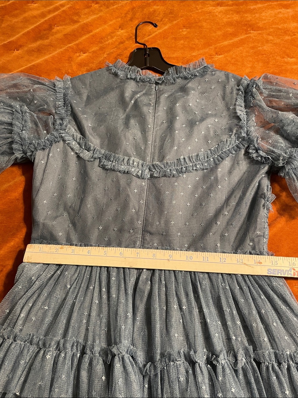 Ivy City Co Dusty Blue Ruffle Tulle Dress - Picture 13 of 17